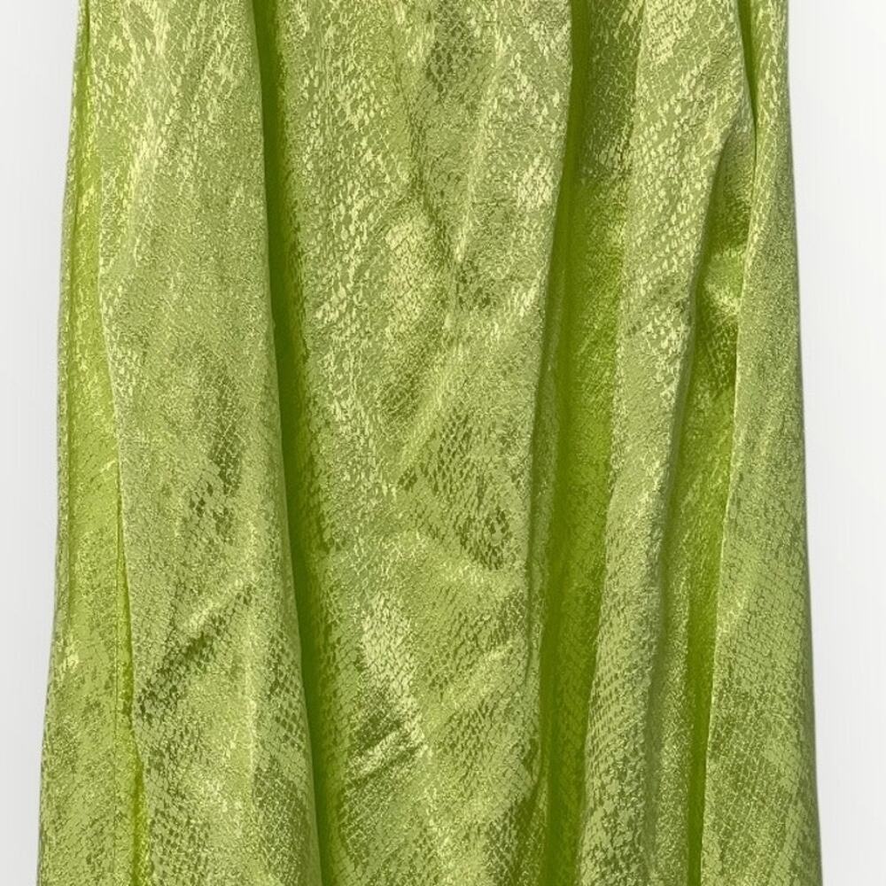 AFRM Radish Dress in Lime Green Snake Jacquard Midi Halter Front Cutout Slip NWT - Picture 12 of 16